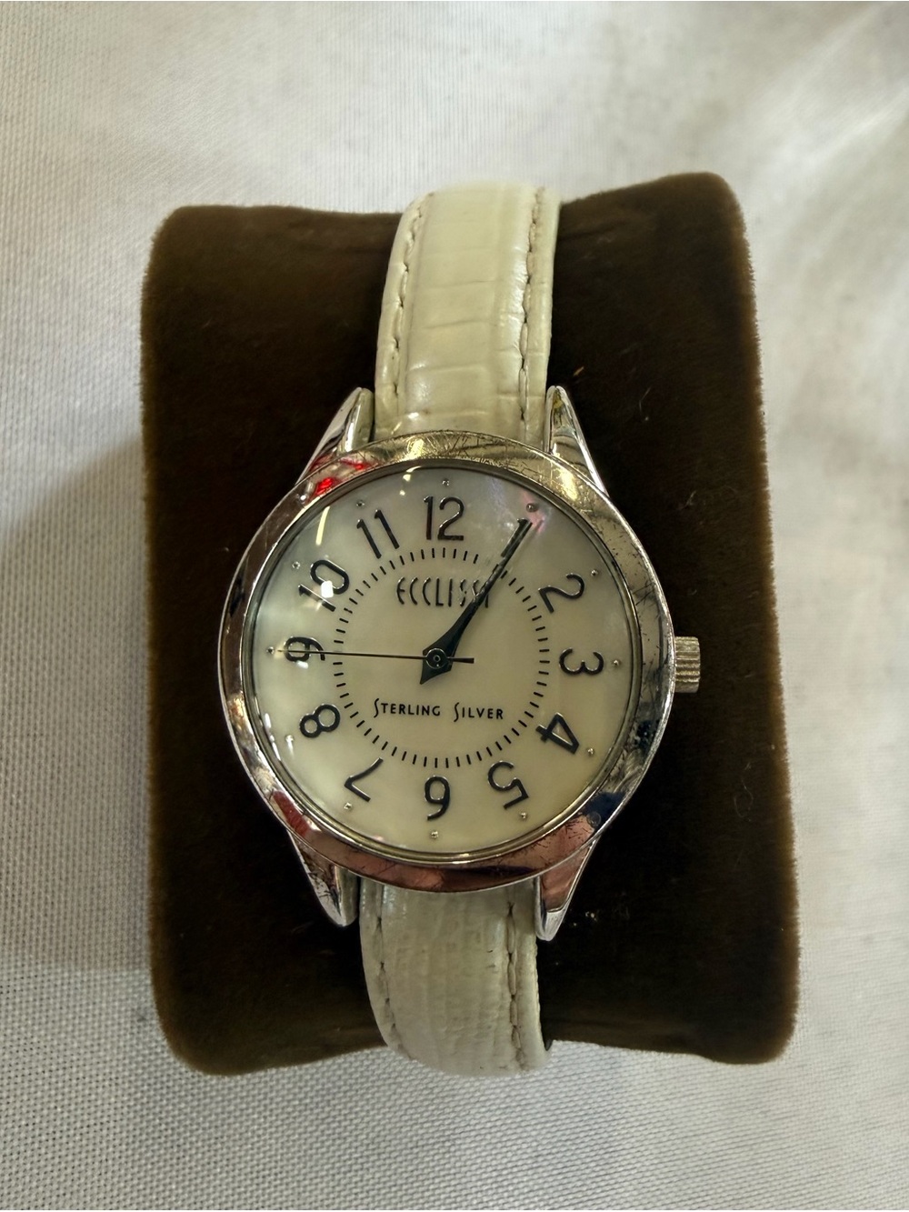 Ecclissi Sterling Silver Ladies Watch Leather Band